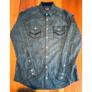 Buckle Black Men’s Western Shirt. Tailored Fit Large. Long Sleeve